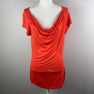 Bright Salmon color top with‎ ruching